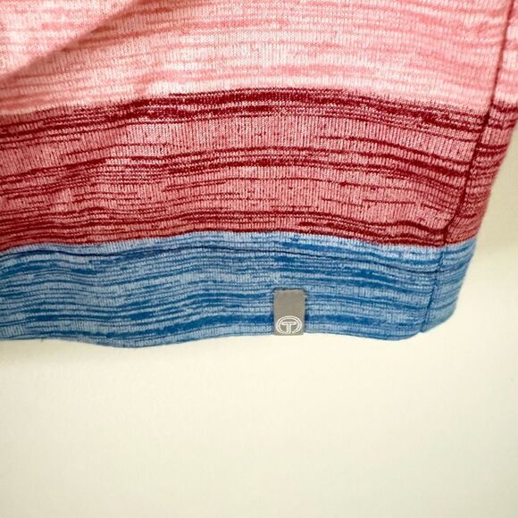 T by Talbots Zip Mockneck Long Sleeve Cotton Blend Pullover in Multi Stripe - 1X - Picture 6 of 7